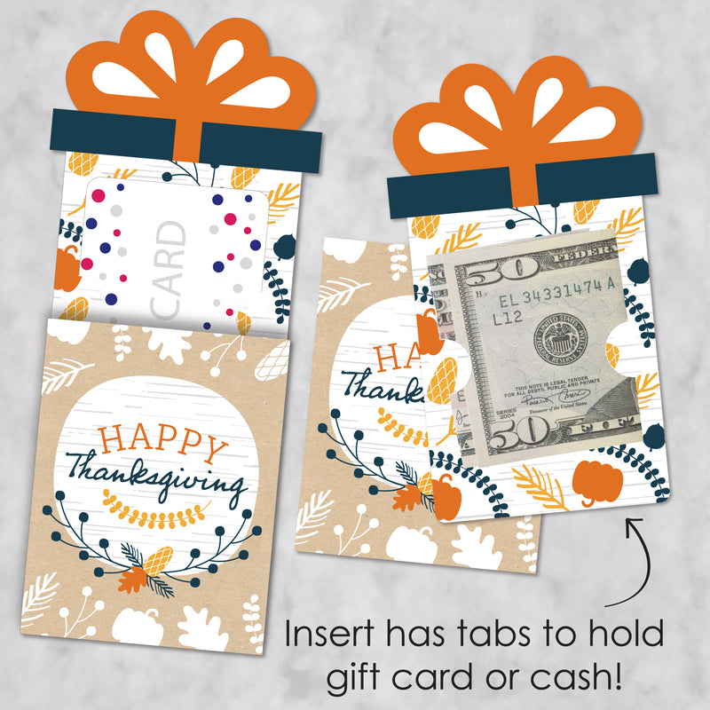 Happy Thanksgiving - Fall Harvest Party Money and Gift Card Sleeves - Nifty Gifty Card Holders - Set of 8