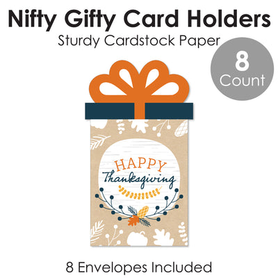 Happy Thanksgiving - Fall Harvest Party Money and Gift Card Sleeves - Nifty Gifty Card Holders - Set of 8