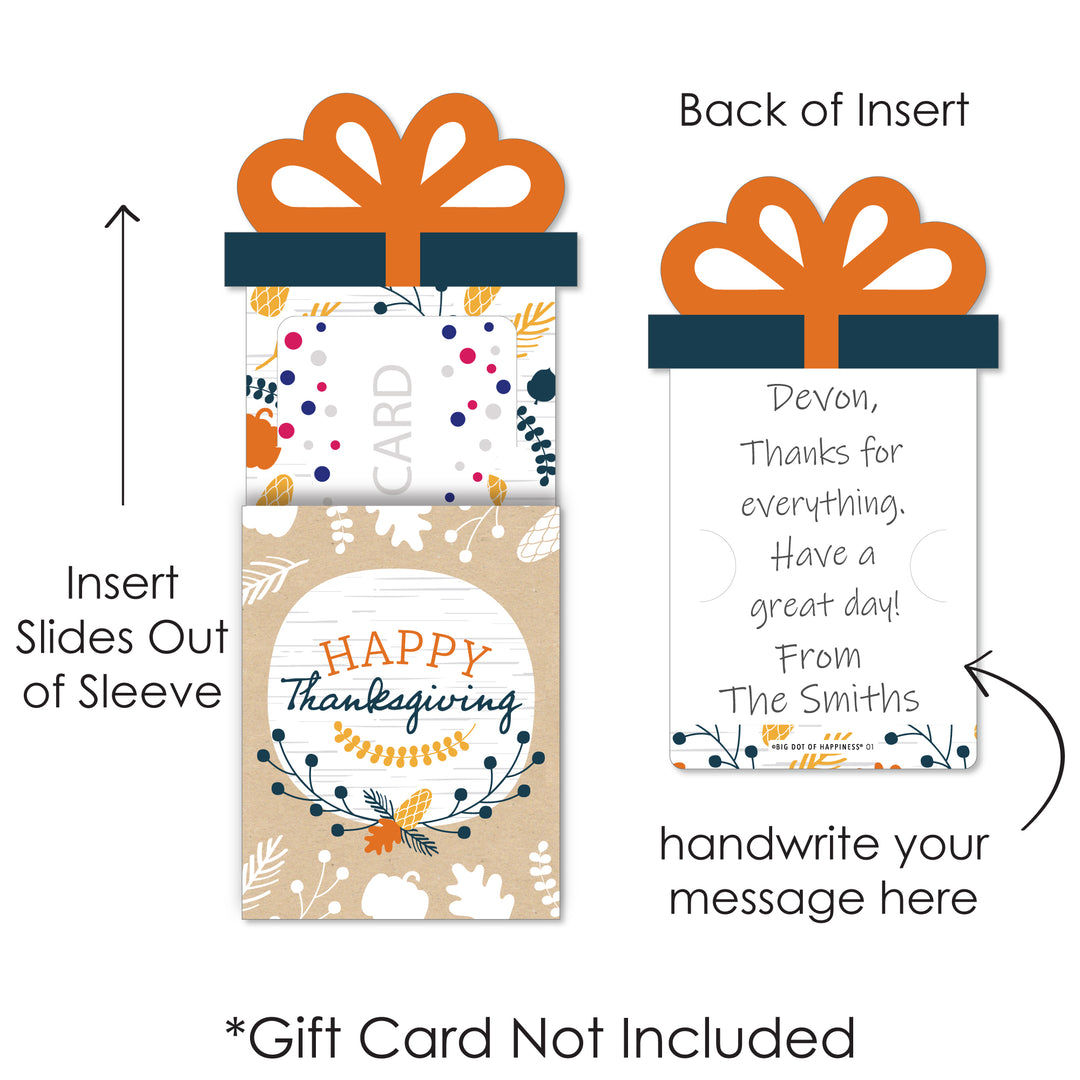 Happy Thanksgiving - Fall Harvest Party Money and Gift Card Sleeves - Nifty Gifty Card Holders - Set of 8