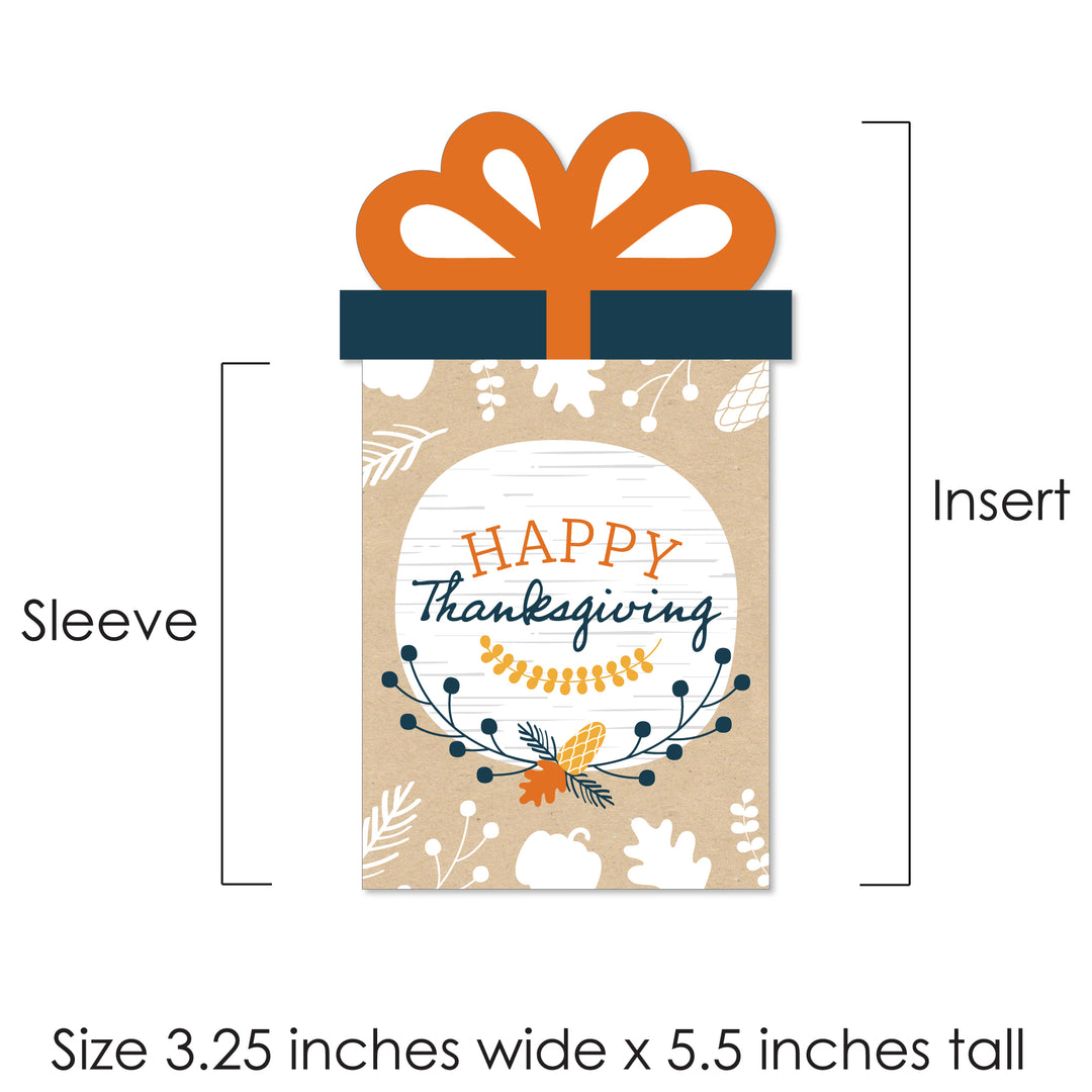 Happy Thanksgiving - Fall Harvest Party Money and Gift Card Sleeves - Nifty Gifty Card Holders - Set of 8