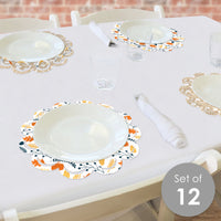 Happy Thanksgiving - Fall Harvest Party Round Table Decorations - Paper Chargers - Place Setting For 12