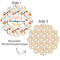 Happy Thanksgiving - Fall Harvest Party Round Table Decorations - Paper Chargers - Place Setting For 12