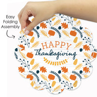 Happy Thanksgiving - Fall Harvest Party Round Table Decorations - Paper Chargers - Place Setting For 12
