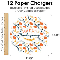 Happy Thanksgiving - Fall Harvest Party Round Table Decorations - Paper Chargers - Place Setting For 12