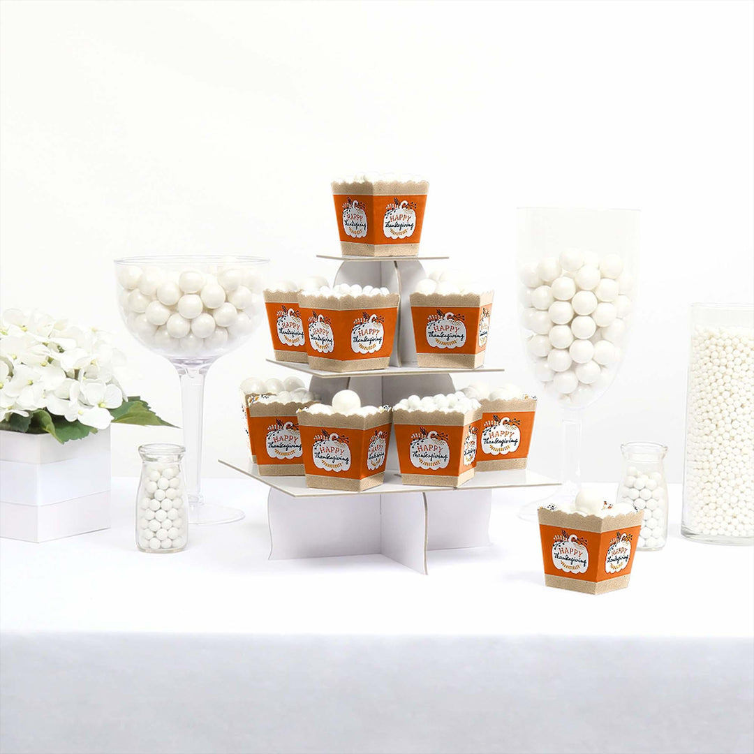 Happy Thanksgiving - Party Mini Favor Boxes - Fall Harvest Party Treat Candy Boxes - Set of 12