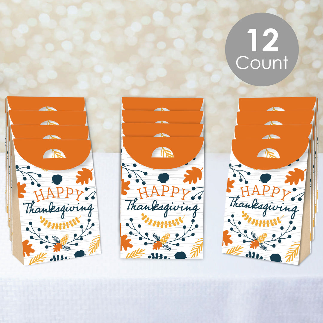 Happy Thanksgiving - Fall Harvest Gift Favor Bags - Party Goodie Boxes - Set of 12