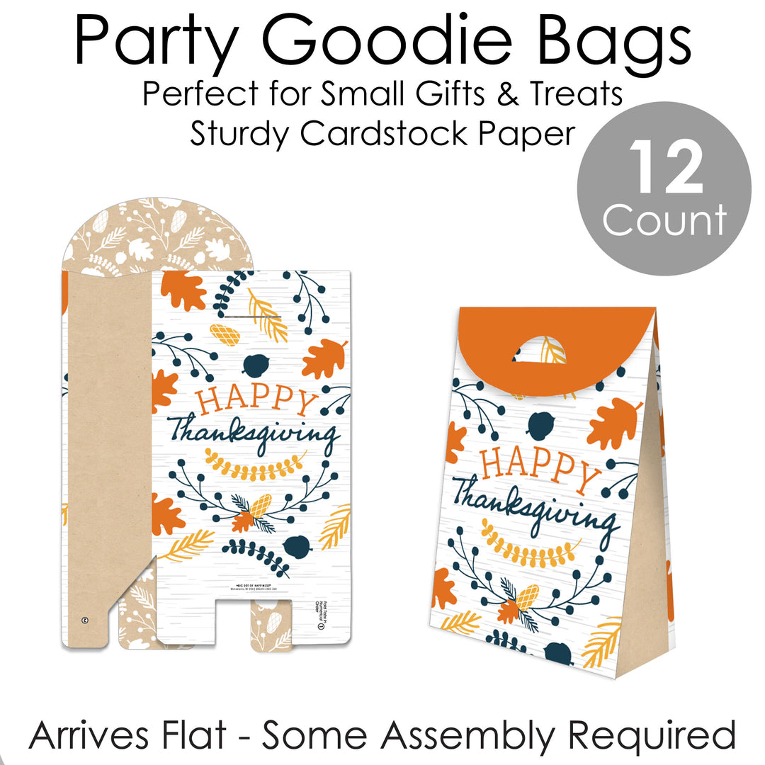 Happy Thanksgiving - Fall Harvest Gift Favor Bags - Party Goodie Boxes - Set of 12