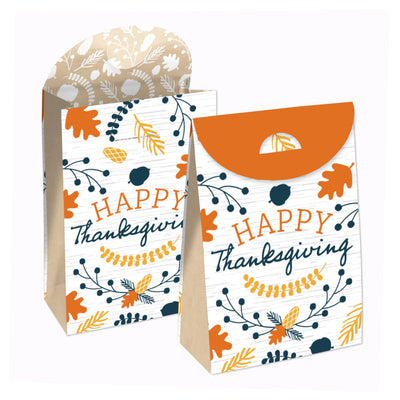 Happy Thanksgiving - Fall Harvest Gift Favor Bags - Party Goodie Boxes - Set of 12