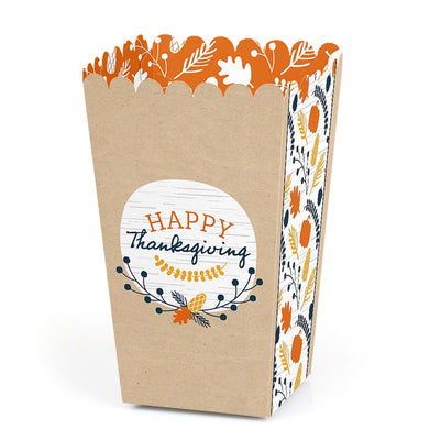 Happy Thanksgiving - Fall Harvest Party Favor Popcorn Treat Boxes - Set of 12