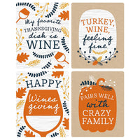 Happy Thanksgiving - Fall Harvest Party Decorations for Women and Men - Wine Bottle Label Stickers - Set of 4