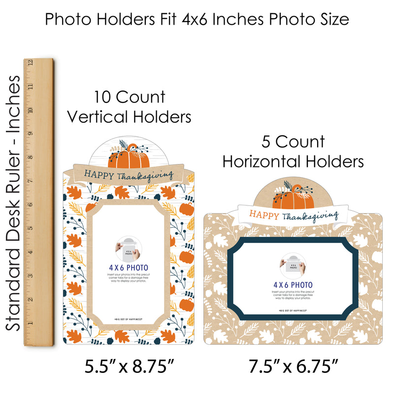 Happy Thanksgiving - Fall Harvest Party Picture Centerpiece Sticks - Photo Table Toppers - 15 Pieces