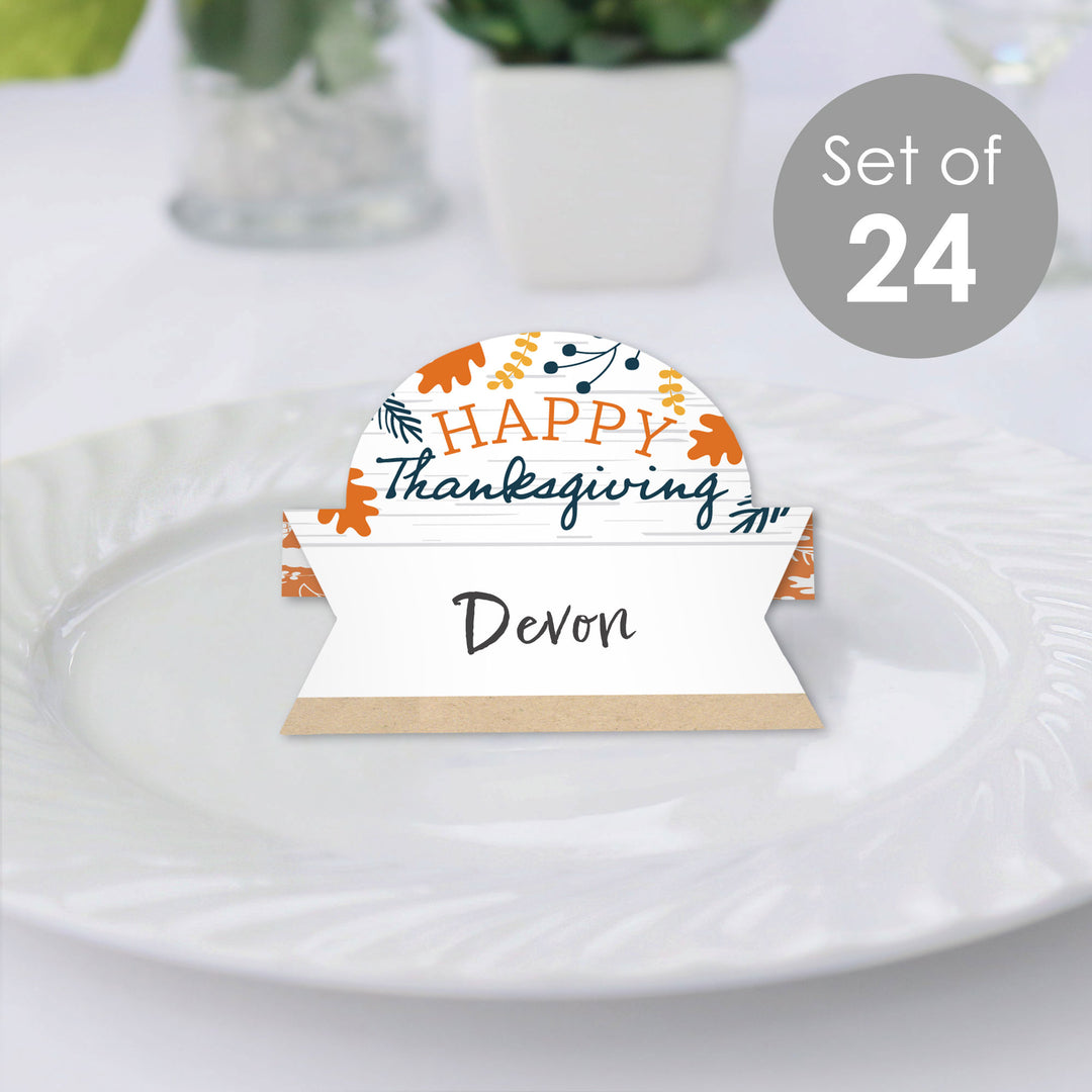 Happy Thanksgiving - Fall Harvest Party Tent Buffet Card - Table Setting Name Place Cards - Set of 24