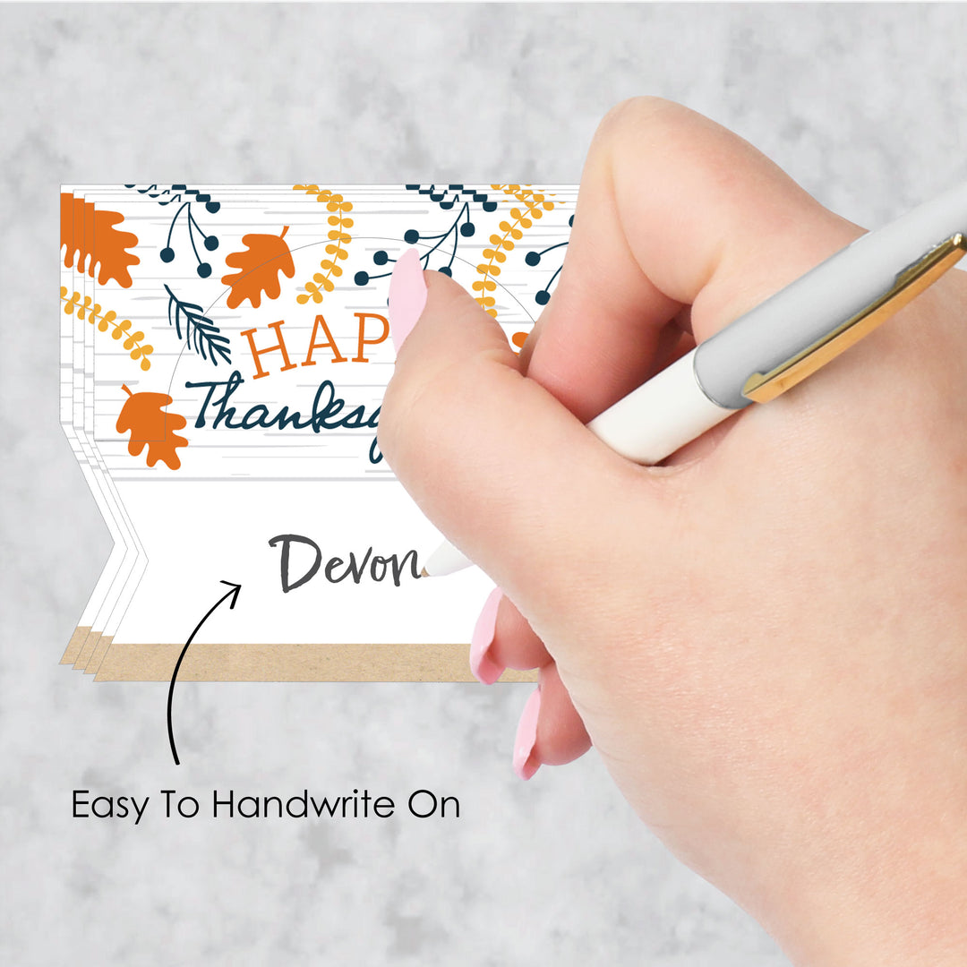 Happy Thanksgiving - Fall Harvest Party Tent Buffet Card - Table Setting Name Place Cards - Set of 24