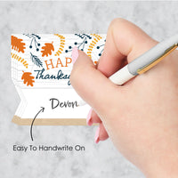 Happy Thanksgiving - Fall Harvest Party Tent Buffet Card - Table Setting Name Place Cards - Set of 24