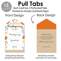 Happy Thanksgiving - Fall Harvest Party Game Pickle Cards - Thanksgiving Gratitude Game Pull Tabs - Set of 12