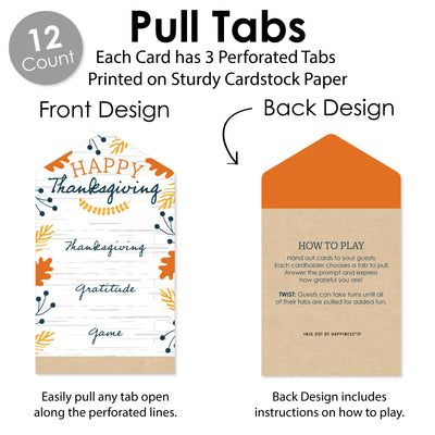 Happy Thanksgiving - Fall Harvest Party Game Pickle Cards - Thanksgiving Gratitude Game Pull Tabs - Set of 12