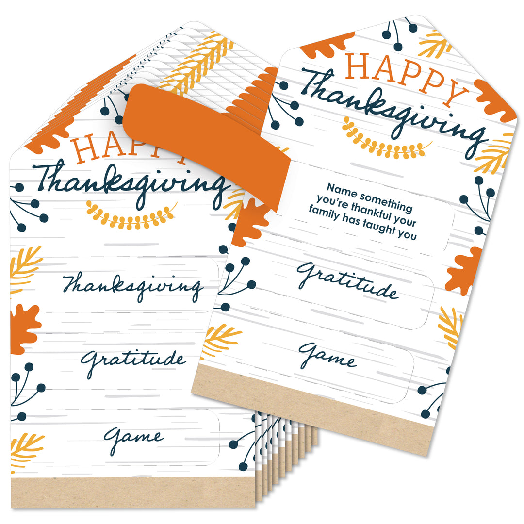 Happy Thanksgiving - Fall Harvest Party Game Pickle Cards - Thanksgiving Gratitude Game Pull Tabs - Set of 12