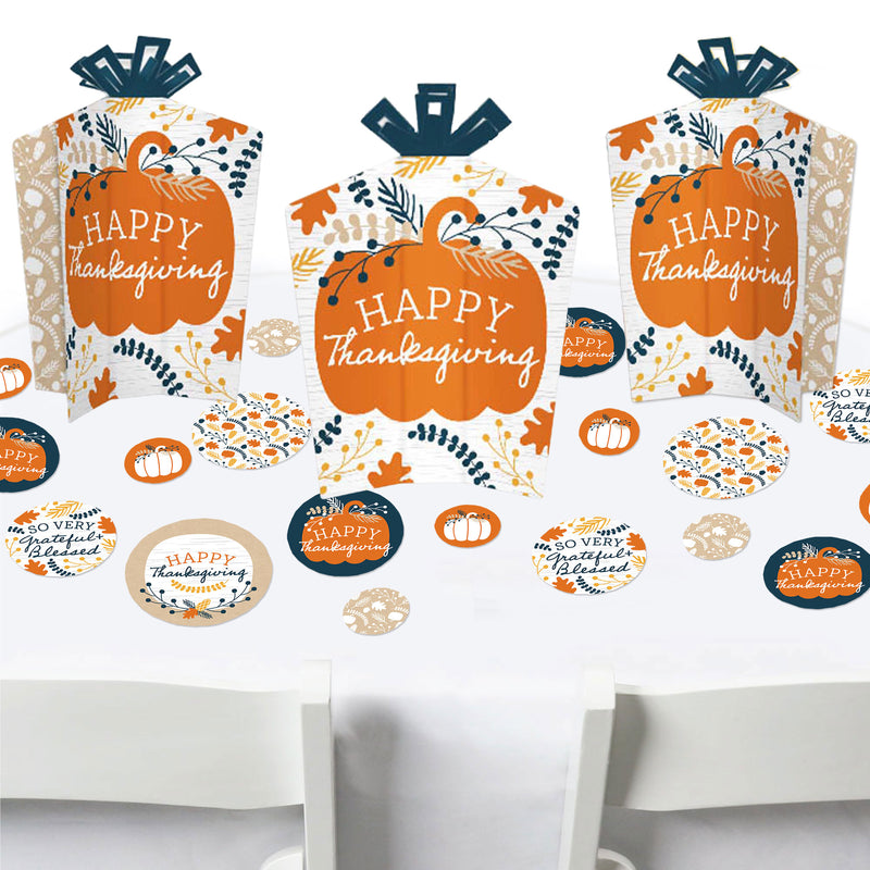 Happy Thanksgiving - Fall Harvest Party Decor and Confetti - Terrific Table Centerpiece Kit - Set of 30