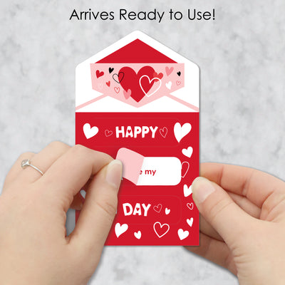 Happy Valentine’s Day - Valentine Hearts Cards for Kids - Happy Valentine’s Day Pull Tabs - Set of 12