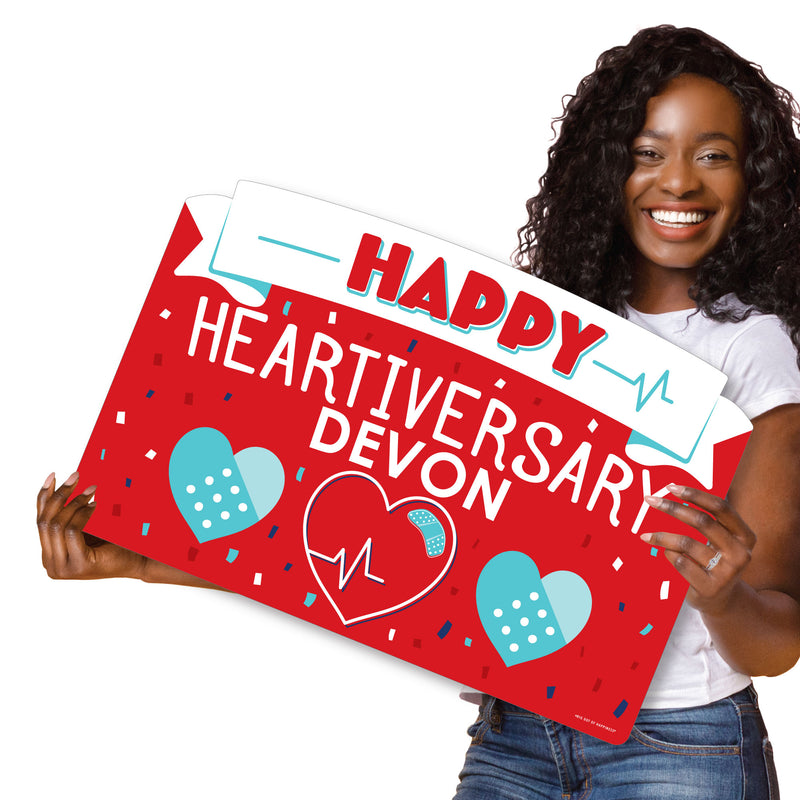 Happy Heartiversary - CHD Awareness Yard Sign Lawn Decorations - Personalized Party Yardy Sign