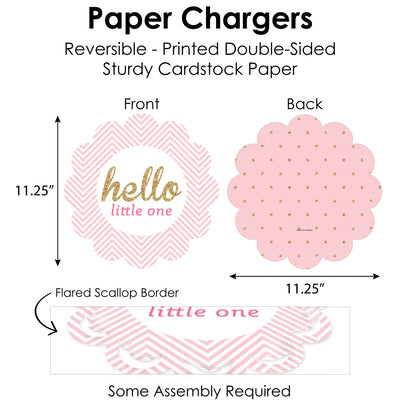 Hello Little One - Pink and Gold - Girl Baby Shower Paper Charger and Table Decorations - Chargerific Kit - Place Setting for 8