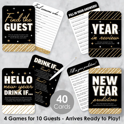 Hello New Year - 4 NYE Party Games - 10 Cards Each - Gamerific Bundle