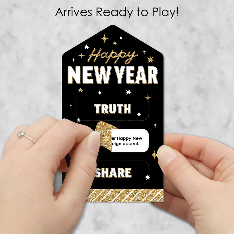 Hello New Year - NYE Party Game Pickle Cards - Truth, Dare, Share Pull Tabs - Set of 12