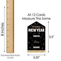 Hello New Year - NYE Party Game Pickle Cards - Truth, Dare, Share Pull Tabs - Set of 12