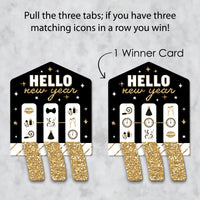 Hello New Year - NYE Party Game Pickle Cards - Pull Tabs 3-in-a-Row - Set of 12