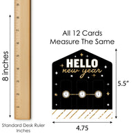 Hello New Year - NYE Party Game Pickle Cards - Pull Tabs 3-in-a-Row - Set of 12