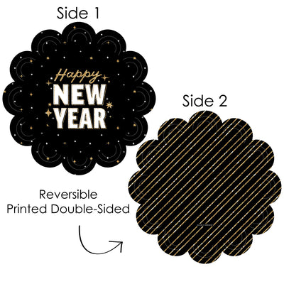 Hello New Year - NYE Party Round Table Decorations - Paper Chargers - Place Setting For 12
