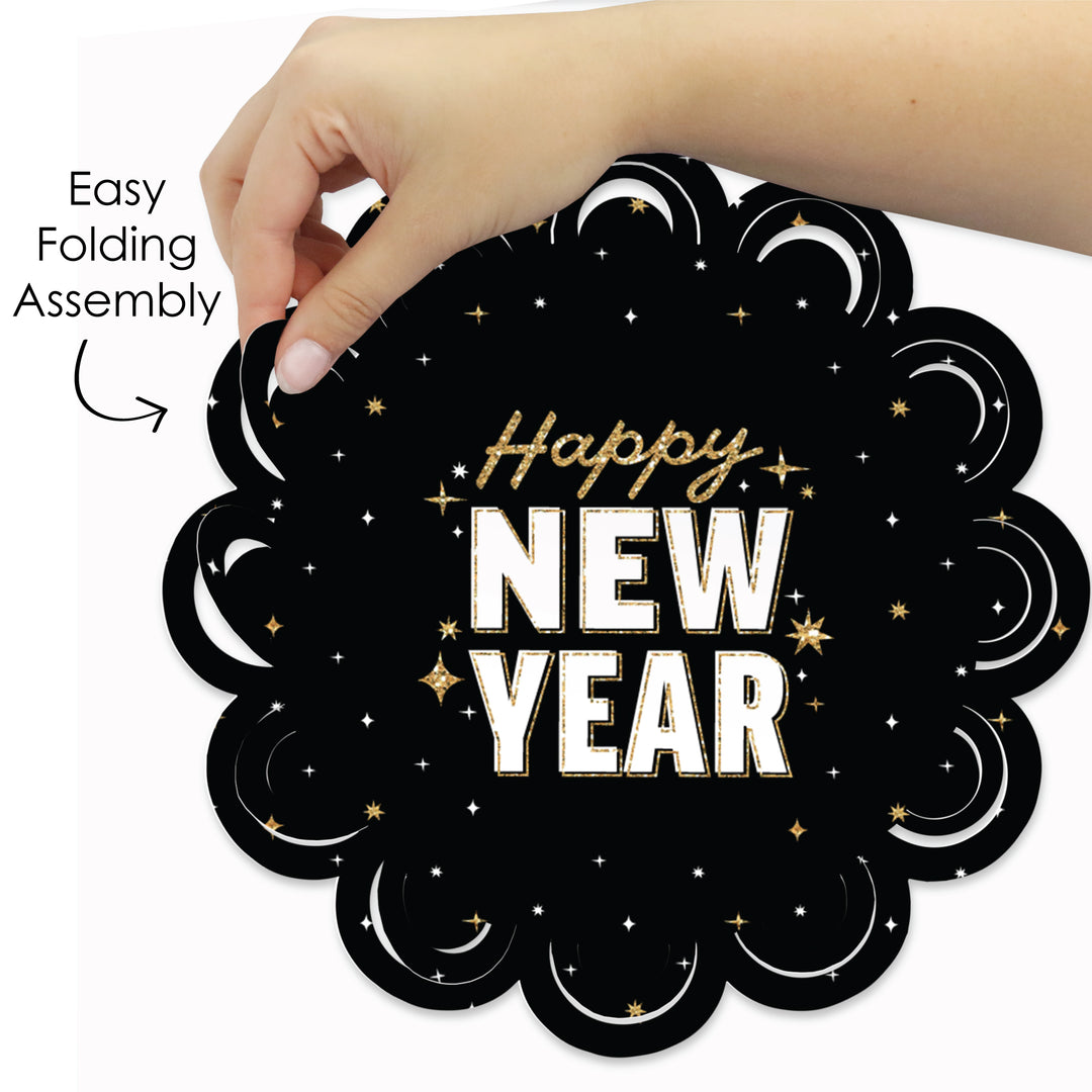 Hello New Year - NYE Party Round Table Decorations - Paper Chargers - Place Setting For 12