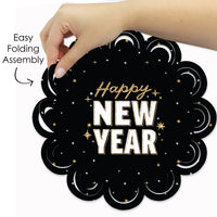 Hello New Year - NYE Party Round Table Decorations - Paper Chargers - Place Setting For 12