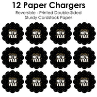 Hello New Year - NYE Party Round Table Decorations - Paper Chargers - Place Setting For 12