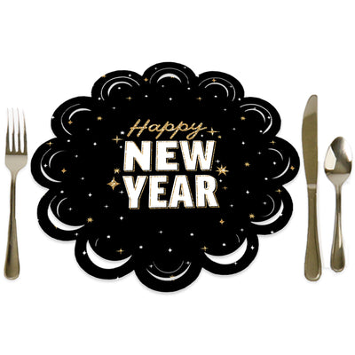 Hello New Year - NYE Party Round Table Decorations - Paper Chargers - Place Setting For 12