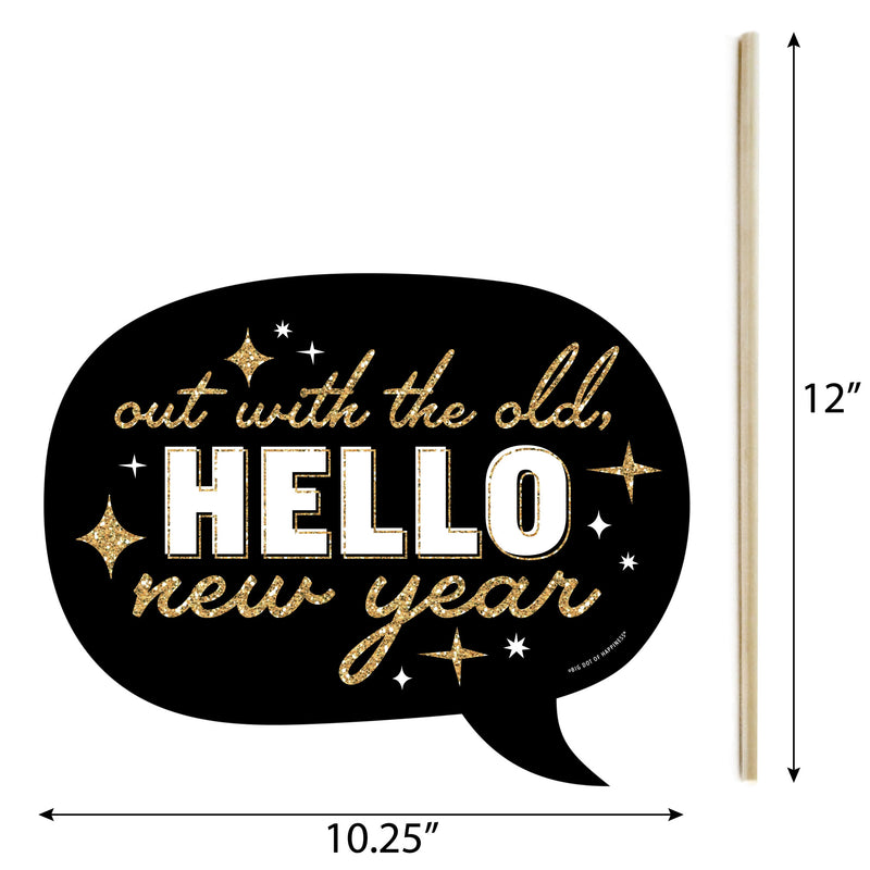 Funny Hello New Year - NYE Party Photo Booth Props Kit - 10 Piece