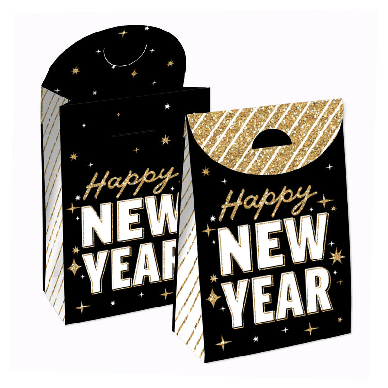Hello New Year - NYE Gift Favor Bags - Party Goodie Boxes - Set of 12