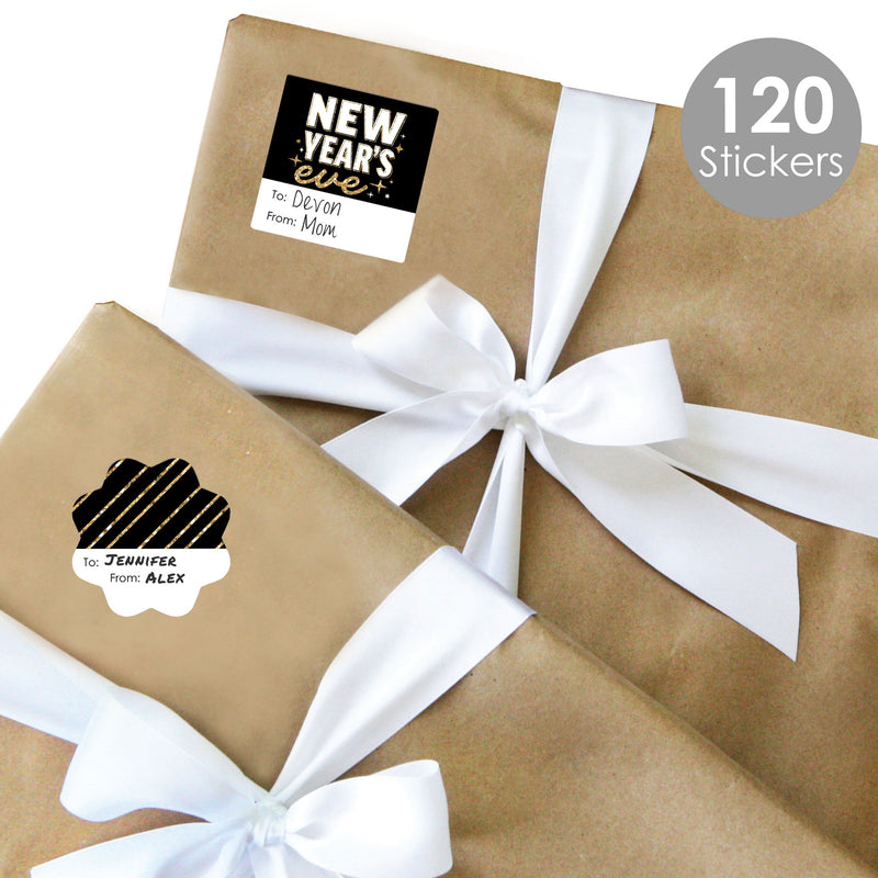 Hello New Year - Assorted NYE Party Gift Tag Labels - To and From Stickers - 12 Sheets - 120 Stickers