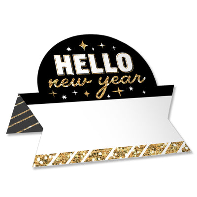 Hello New Year - NYE Party Tent Buffet Card - Table Setting Name Place Cards - Set of 24
