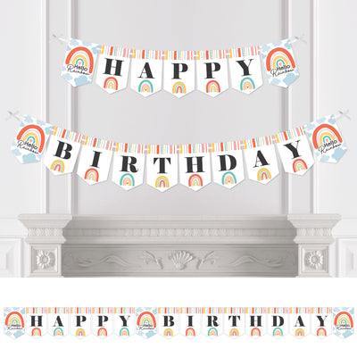 Hello Rainbow - Boho Birthday Party Bunting Banner - Party Decor - Happy Birthday