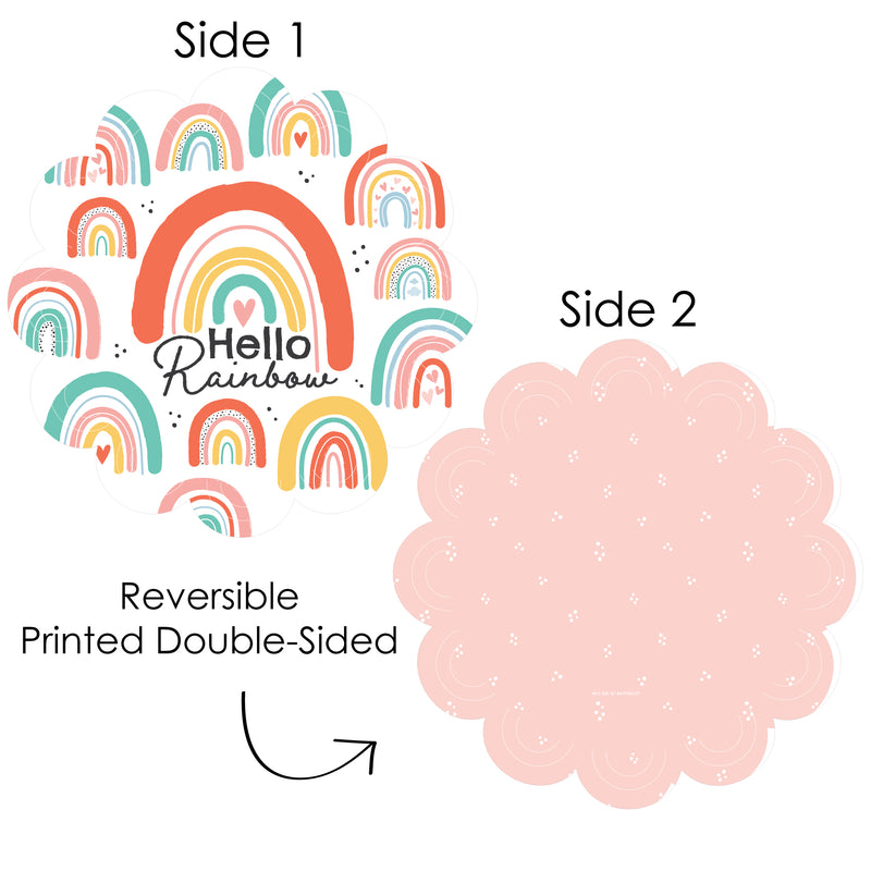 Hello Rainbow - Boho Baby Shower and Birthday Party Round Table Decorations - Paper Chargers - Place Setting For 12
