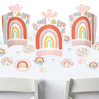 Hello Rainbow - Boho Baby Shower and Birthday Party Decor and Confetti - Terrific Table Centerpiece Kit - Set of 30