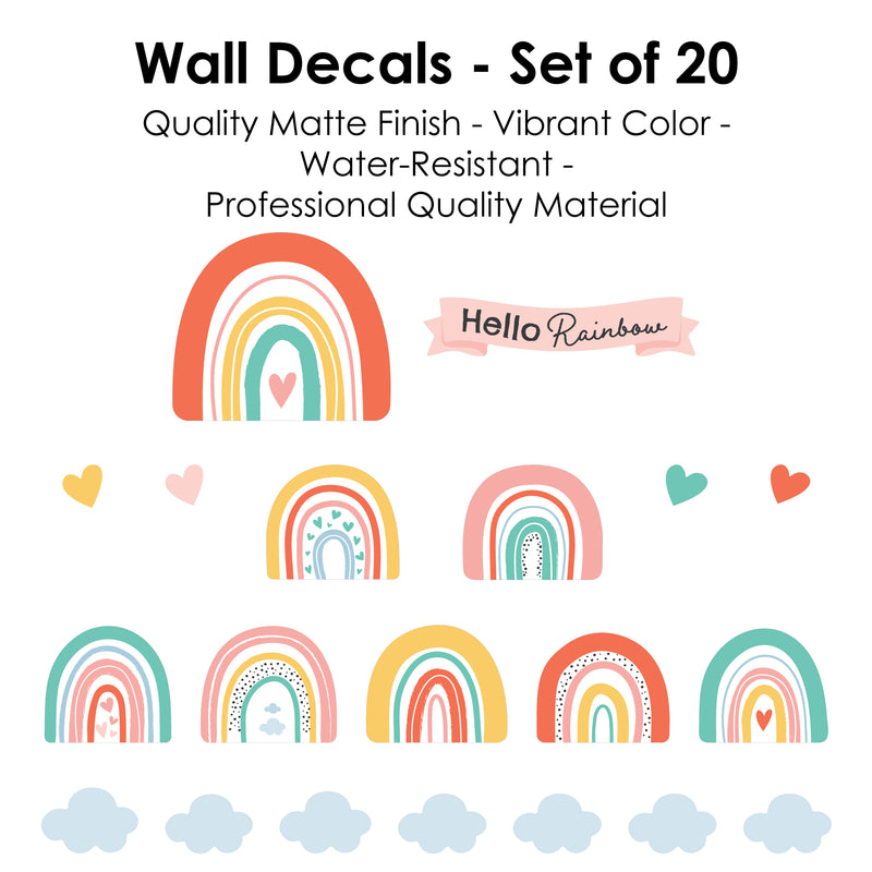 Hello Rainbow - Peel and Stick Nursery and Kids Room Vinyl Wall Art Stickers - Wall Decals - Set of 20