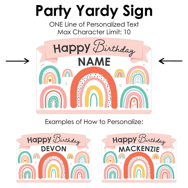 Hello Rainbow - Boho Birthday Party Yard Sign Lawn Decorations - Personalized Happy Birthday Party Yardy Sign