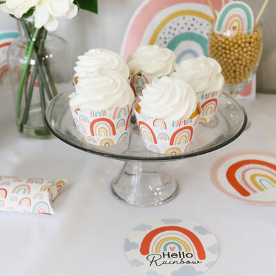 Hello Rainbow - Boho Baby Shower and Birthday Party Decorations - Party Cupcake Wrappers - Set of 12