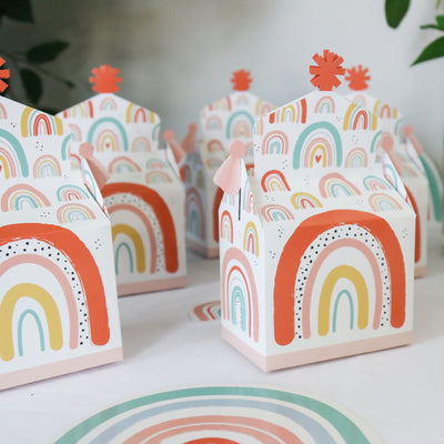 Hello Rainbow - Treat Box Party Favors - Boho Baby Shower and Birthday Party Goodie Gable Boxes - Set of 12