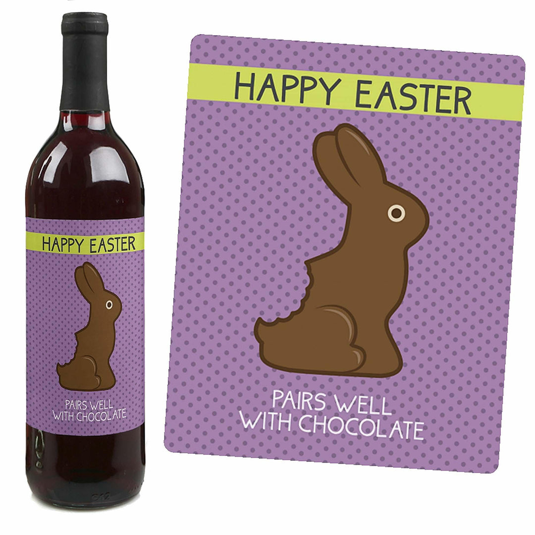 Hippity Hoppity - Easter Bunny - Decorations for Women and Men - Wine Bottle Labels - Set of 4