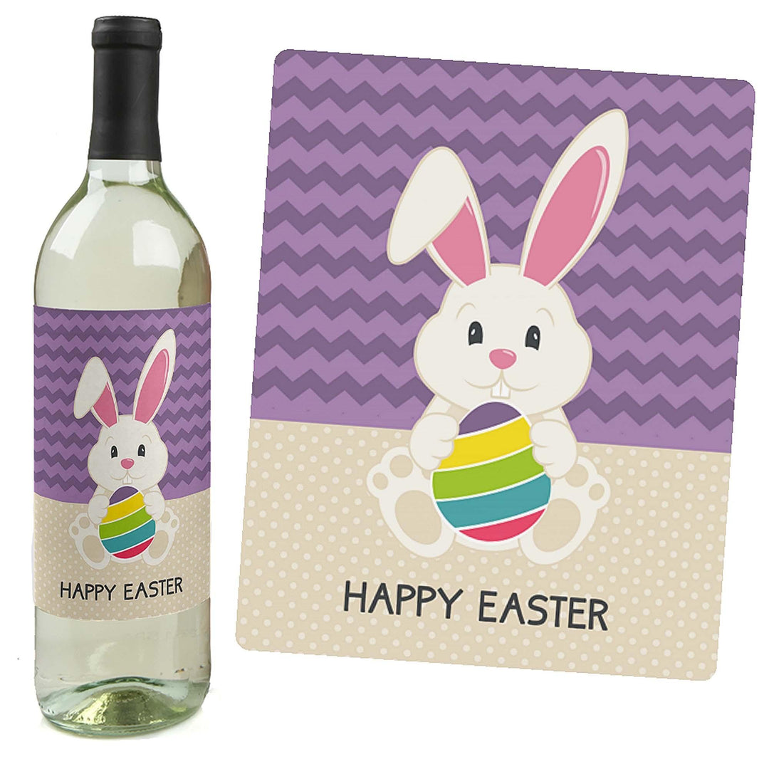 Hippity Hoppity - Easter Bunny - Decorations for Women and Men - Wine Bottle Labels - Set of 4