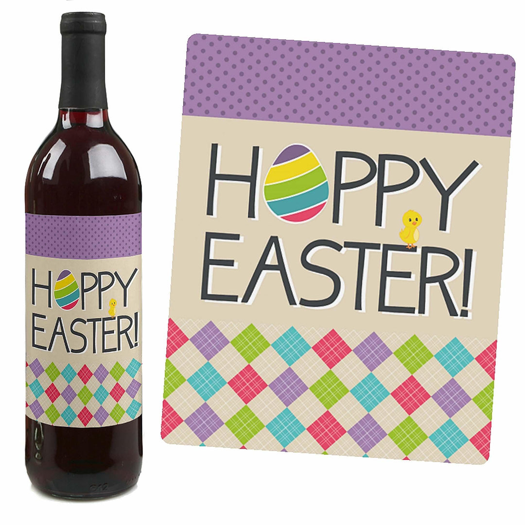 Hippity Hoppity - Easter Bunny - Decorations for Women and Men - Wine Bottle Labels - Set of 4