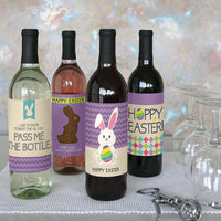 Hippity Hoppity - Easter Bunny - Decorations for Women and Men - Wine Bottle Labels - Set of 4
